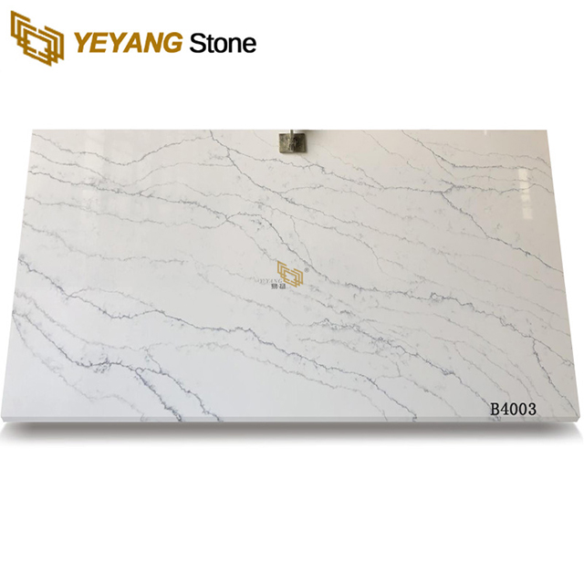 B4003 Calacatta White Quartz Slab For Vanity Top