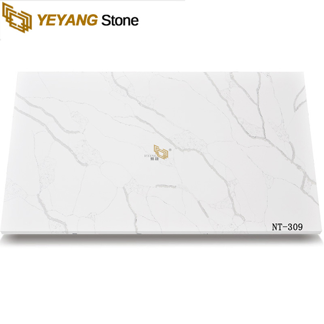 NT309 Calacatta White Quartz Slabs Stone Price Cost