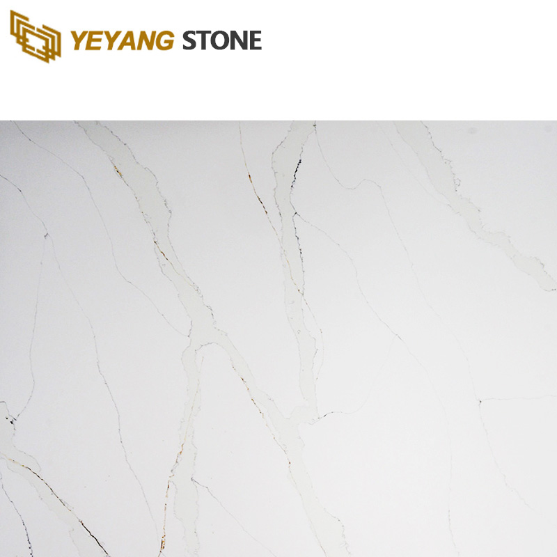 Popular Calacatta Quartz Stone with Beige/Gold Veins NT316